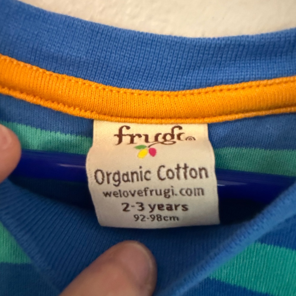 Frugi Blue and Green Striped Organic Cotton Polar Bear Shirt - Picture 3 of 3